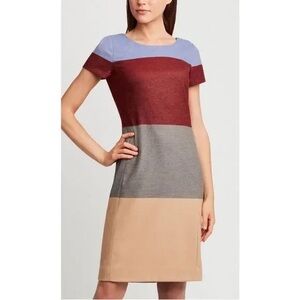 Etcetera Colorblock Stripe Cap Sleeve Round Neck Knee Length Sheath Dress 6 NWT